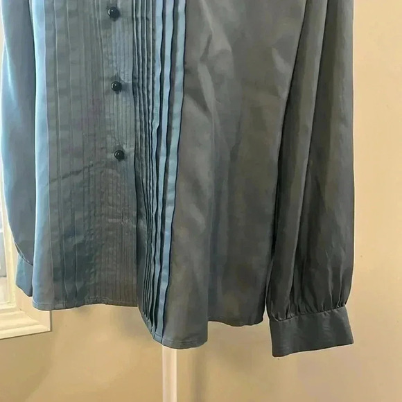 [XL]Jigsaw Silk Pleated Front Long Sleeve  Button Up Shirt/Blouse - Picture 3 of 12